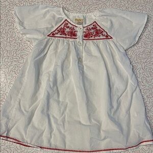 Happy by Pink Chicken White Cotton Dress with Red Embroidery Size 2T